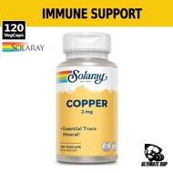 Solaray, Copper, Mineral, Energizer, Immune Supplement, Vegan, Dietary Supplement, 2 mg, 100 VegCaps