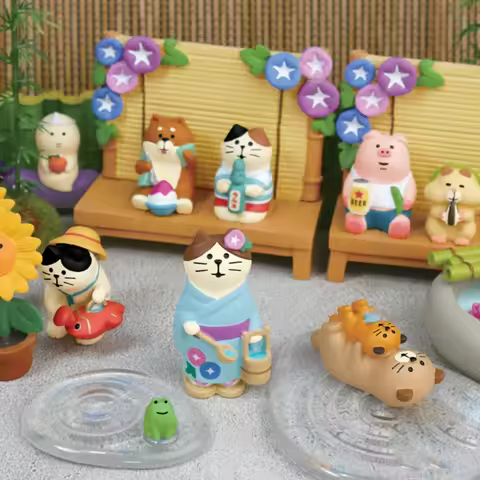 Japanese Cat Groceries Summer Courtyard Morning Glory Tide Play Gifts INS Resin Crafts DIY Small Orn