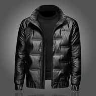 Winter Thick Down Padded Jacket Men Trendy Fashion Stand-Up Collar Shiny Down Jacket Warm Short Jacket Coat
