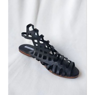 Khalessi Gladiator Flat Sandal in Black Color