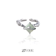 925 Animism silver ring with natural Aventurine stone size 12 to 18 - 27FOUR