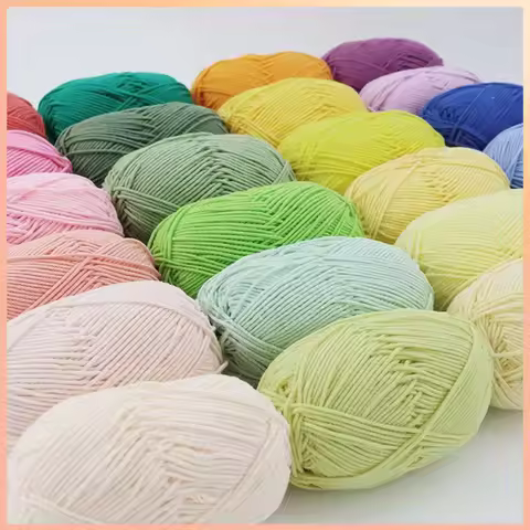 5PCS Total 250g 4Ply Milk Cotton Yarn for Knitting Crochet, Wool Cotton Yarn DIY Material Pack for H