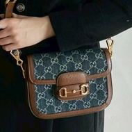GUCCI丹寧牛仔布 Horsebit 1955 迷你側背包658574