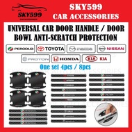 (Cover Pemegang Pintu Kereta)Carbon fiber Car Door Handle Bowl anti scratch PROTON PERODUA TOYOTA HONDA NISSAN KIA