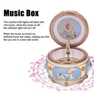 music Rotation Horse Music Box LED Lights Luminous Carousel Music Box Desk Decoration Gift musical c
