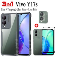 Casing Vivo Y17s Y27 Y36 4G 5G Y35 Y22S Shockproof Phone Case + tempered glass film + lens film