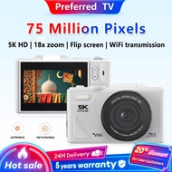 WIFI Digital Camera 75MP 5K Retro Digital CCD Camera 180° Flip Screen Selfile Camera