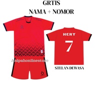 [ free nama+nomor ] jersey futsal dewasa/ baju bola terbaru - merah xl