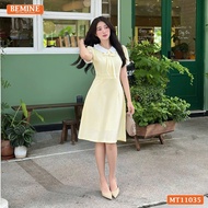 BEMINE designed dress with ruffled neckline and A-line bow, suitable for work-MT11035