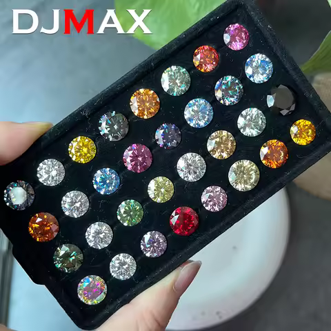 DJMAX 0.5-3ct Pink /Red /Yellow /Blue /Green /Purple Moissanite Loose Stone Excellent Cut 5/6.5/8/9m