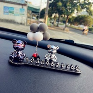 Gold-Plated Bear Temporary Parking Number Plate High-End Car Creative Ornament Men's Moving Car Phon