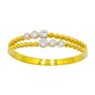 Happy Jewelry แหวนเพชรไล่ระดับกัน 6 เม็ด ก้านคู่ ทองแท้ 9k 37.5% เพชรเกสร ME915