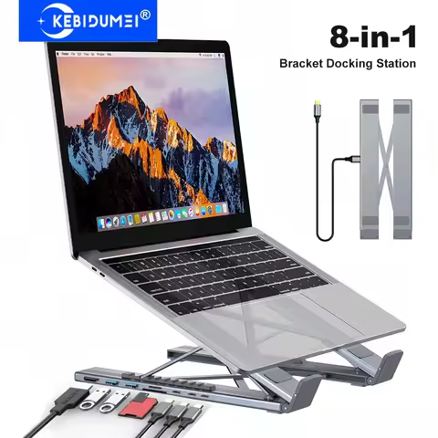 Tablet Bracket Docking Station 8-in-1 USB C Docking Station Aluminium Alloy Laptop Holder TYPE-C to 