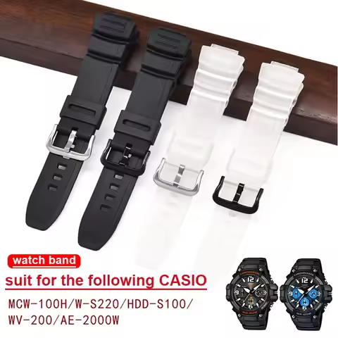Watch Band for Casio MCW-100H/110H/W-S220/HDD-S100 WV-200/AE-2000/2100 Resin Strap 16mm Watch Access