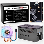 52Pi Raspberry Pi 4 Aluminum NAS Case with ICE Tower Cooler and M.2 SATA SSD Adapter Board,Raspberry