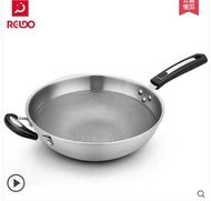 Non-stick pan wok no fumes Stainless steel 304 thickened pan with gas cooker Universal wok