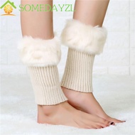 SOMEDAYMX Faux Fur Leg Warmers, Thick Soft Fluffy Short Knee Boots Cover, Y2k Style Elastic Comforta