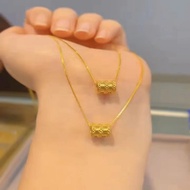 Pawnable 18K Saudi Gold Barrel Necklace for women
