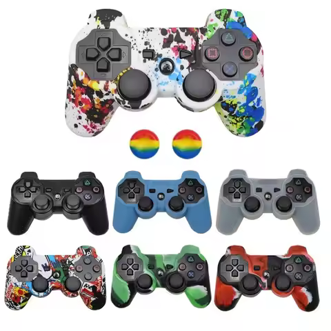 Silicone Protective Skin Cover For PS3 Controller for PlayStation 3 Gel Rubber Case with 2 Silicone 