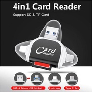 iDragon การ์ดรีเดอร์ R015 4-in-1 SD TF Card Reader Type C TF SD Card Reader OTG Memory Adapter