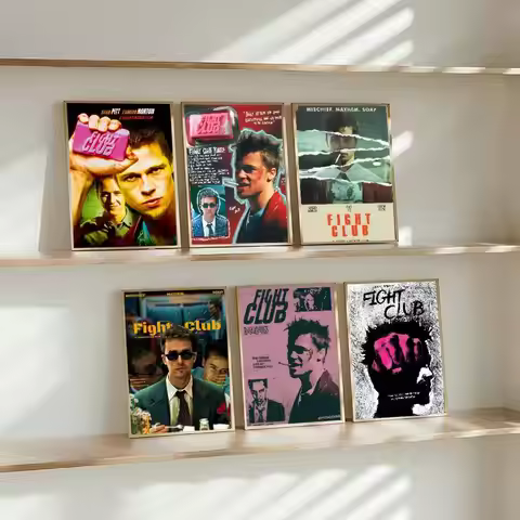 Movie Fight Club cool Movie Sticky Posters Fancy Wall Sticker for Living Room Bar Decoration Vintage