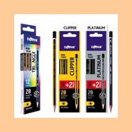 [Ready Stock] TECH99 Dolphin 2B Pencil Triangle Fluorescent 2B Pencil Clipper Platinum 2B Wood Pax F