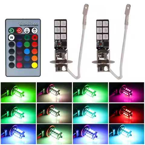 2pcs RGB H1 LED H3 LED Fog Lamp H8 H11 LED 9005 HB3 9006 HB4 Fog Light Car Running Light H27 880 LED