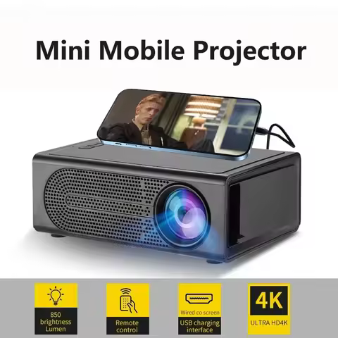 MINI Projector Home Cinema Theater Portable 3D LED Video Projectors Game Laser Beamer 4K 1080P Via H
