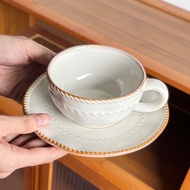 Retro Kiln-turned Coffee Cup Saucer Latte Cup Latte Cup Afternoon Tea High-value Saucer Household Wh
