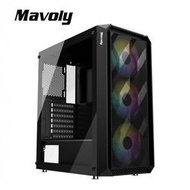 ㊣屏東柑仔店㊣【Mavoly】松聖4060 ARGB*3風扇 玻璃透側 電腦機瞉 USB3.0 下置電源 前置四極插音源