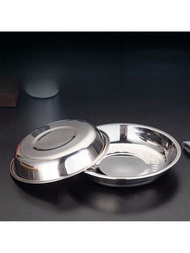 1入組304不銹鋼深圓盤,適用於餐廳家庭廚房就餐,餐具碟子