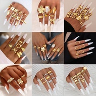 Golden Irregular Opening Niche Trendy Ring 3-Piece Set Personality Temperament Index Finger Ring Fem