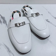 99新Hermes愛馬仕Oz kelly白色拖鞋，穆勒鞋，半拖，38碼