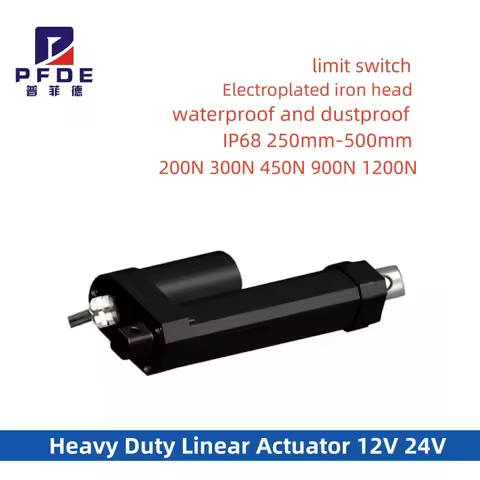 IP68 250mm-500mm Stroke Heavy Duty Linear Actuator 12V 24V Silent Waterproof Dustproof 200N 300N 450