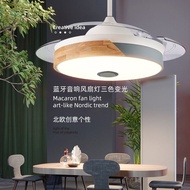 Invisible Fan-Style Ceiling Lamp Restaurant Fan Lamp Smart Bluetooth Audio Bedroom Kids Ceiling Fan Lights Scandinavian Macaron