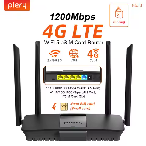 Plery WIFI6 1200Mbps 4G LTE Router 2.4G/5.8G WiFi Router 2*LAN Ports 4G Router Nano SIM Card WPA3 ro