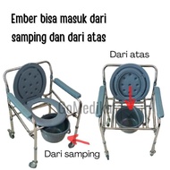 TERBARU Kursi BAB Lansia dengan 4Roda Kursi Comode Bisa Lipat Untuk Buang Air Besar Kecil
