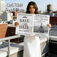 1pc Customizable Newspaper Style Invitation Poster, Editable Photo & Text, Bilingual English & Spani