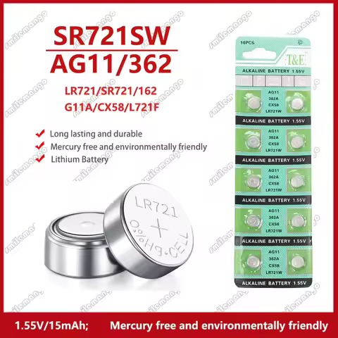 2PCS-50PCS 1.55V AG11 SG11 LR58 SR58 162 361 362 LR721 SR721 Button Batteries SR720 L721F Cell Coin 