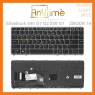 HP ELITEBOOK 840 G1 SILVER MICE LIGHT HP 850 G1 HP 840 G2 ZBOOK 14 KEYBOARD LAPTOP KEYPAD REPLACEMEN