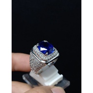 SILVER RING 926 MICROSETTING WITH BRILLIANT BLUE SAPPHIRE CUTTING GEM