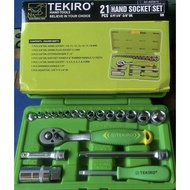 Tool Set 21 Pc Box Socket Wrench Ring Ratchet Shock Box Original Tekiro Tool