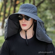YQSun Protection Hat Men's Summer Sun Hat Outdoor Fishing Cap Big Brim Face-Covering Bucket Hat Uv Protection Sun Hat E9