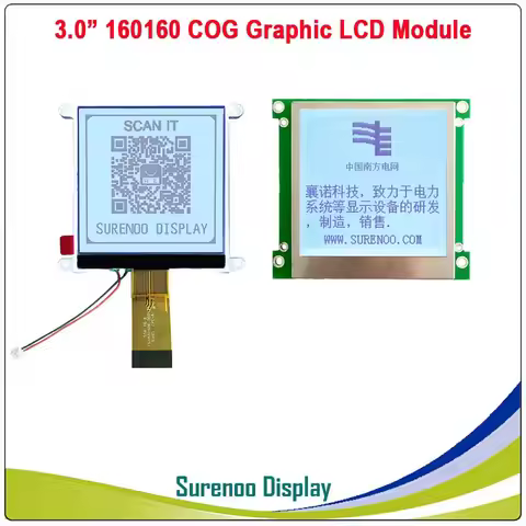 160*160 160160 Graphic Matrix COG LCD Module Display Screen FSTN Positive in White Backlight, Build-