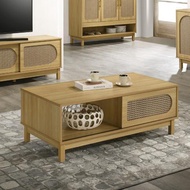 Furniture Direct ALESANA 180cm 6 feet Rattan Door TV Cabinet rak tv-Oak