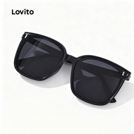Lovito Casual Sunglasses Plain All-Match Basic Full Rim Sunglasses for Women L34AD057 (Black)