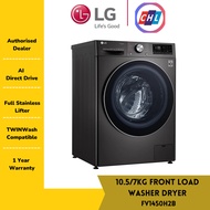 LG 10.5/7kg Front Load Washer Dryer with AI Direct Drive™ and Steam+™ FV1450H2B