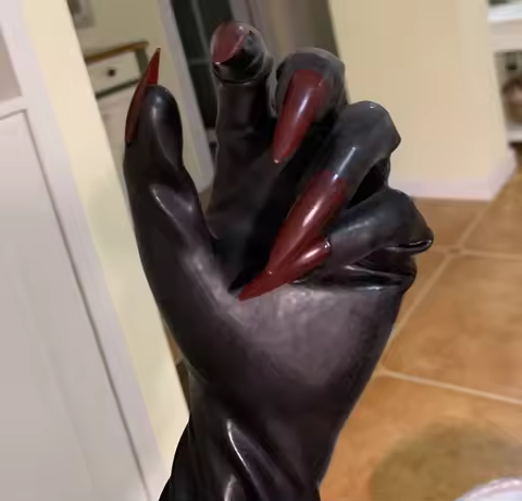 Men's Fetish Unisex Black Latex Rubber Zentai Short Gloves With Nails Art Cosplay Kigurumi Gloves Fo