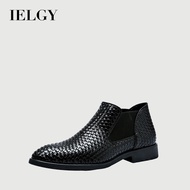 IELGY Hand Woven Men's Leather Boots Men's Boots Martin Boots Men's Chelsea Boots