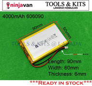 3.7V 4000mAh 606090 Lipo Battery Rechargeable Battery + PH2.0 Socket for Kids Smart Watch Tablet MP3